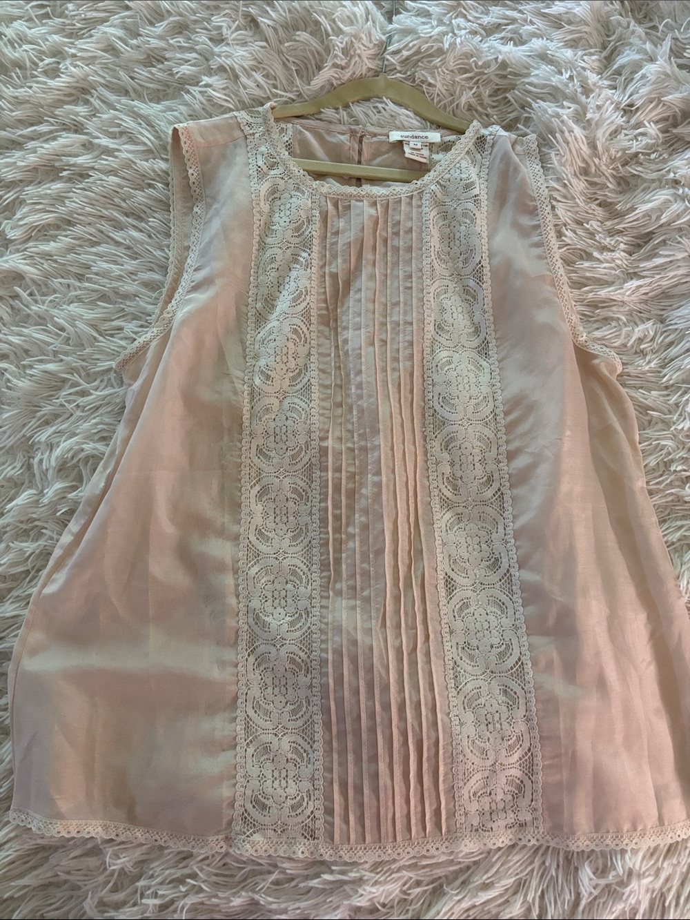 Sundance Sandrae Lace-Trim Pintuck Camisole Pale Light Pink - Picture 4 of 4